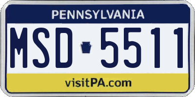 PA license plate MSD5511