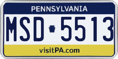 PA license plate MSD5513