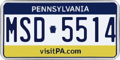 PA license plate MSD5514