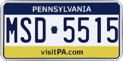 PA license plate MSD5515