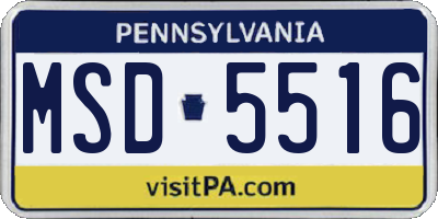 PA license plate MSD5516