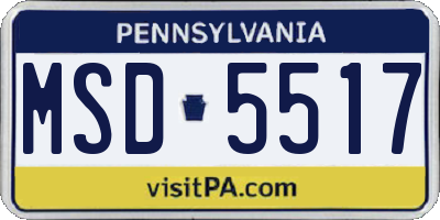 PA license plate MSD5517