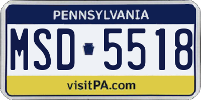 PA license plate MSD5518