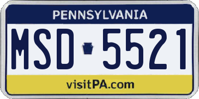PA license plate MSD5521