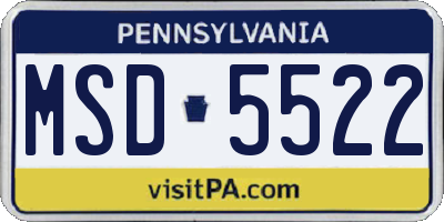 PA license plate MSD5522