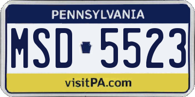 PA license plate MSD5523