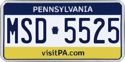 PA license plate MSD5525