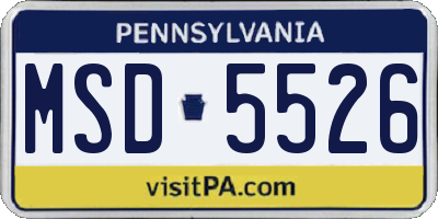PA license plate MSD5526