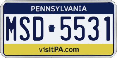 PA license plate MSD5531