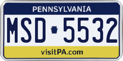 PA license plate MSD5532