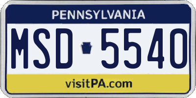 PA license plate MSD5540
