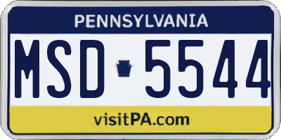 PA license plate MSD5544