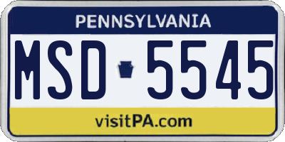 PA license plate MSD5545