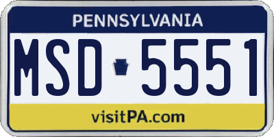 PA license plate MSD5551