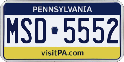 PA license plate MSD5552