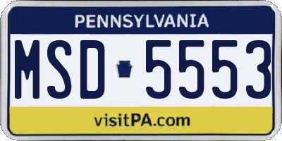 PA license plate MSD5553