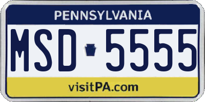 PA license plate MSD5555