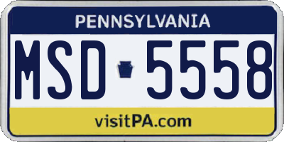 PA license plate MSD5558