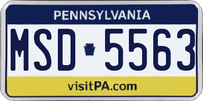 PA license plate MSD5563