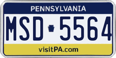PA license plate MSD5564