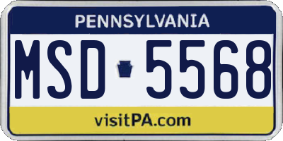 PA license plate MSD5568