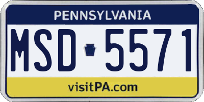 PA license plate MSD5571