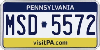 PA license plate MSD5572