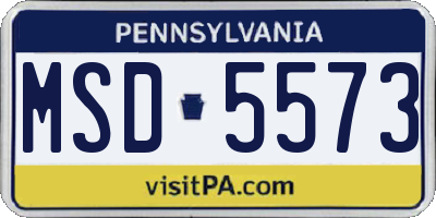 PA license plate MSD5573