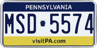PA license plate MSD5574