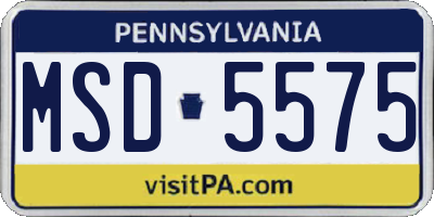 PA license plate MSD5575