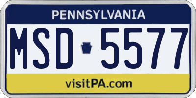 PA license plate MSD5577
