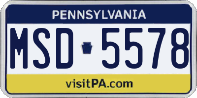 PA license plate MSD5578