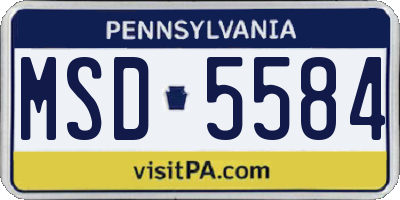 PA license plate MSD5584