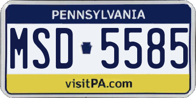 PA license plate MSD5585