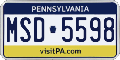 PA license plate MSD5598