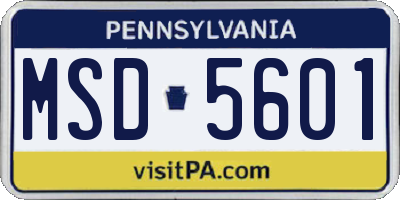 PA license plate MSD5601