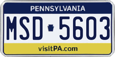 PA license plate MSD5603