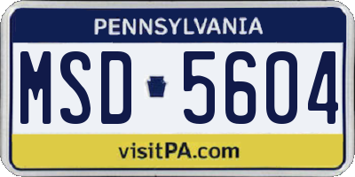 PA license plate MSD5604