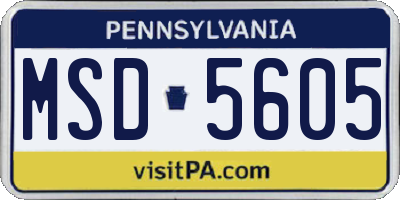 PA license plate MSD5605