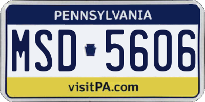 PA license plate MSD5606