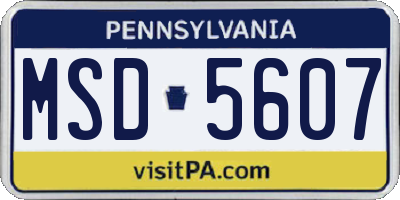 PA license plate MSD5607