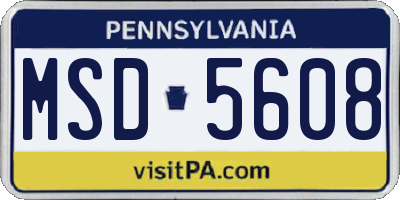 PA license plate MSD5608