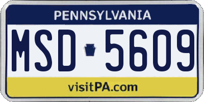 PA license plate MSD5609