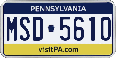 PA license plate MSD5610