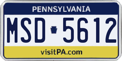 PA license plate MSD5612