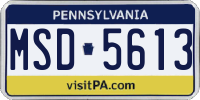PA license plate MSD5613