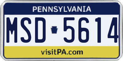 PA license plate MSD5614