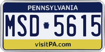 PA license plate MSD5615