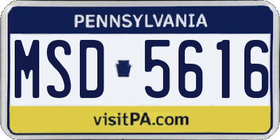 PA license plate MSD5616