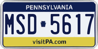 PA license plate MSD5617